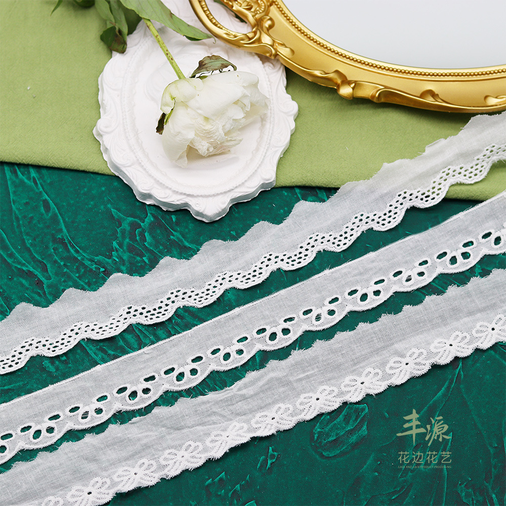 Manufacturers Direct Lace Lace Embroidery Lace All Cotton Hollow Carving Hole Bar Code Lace Women's And Children's Clothing Accessories