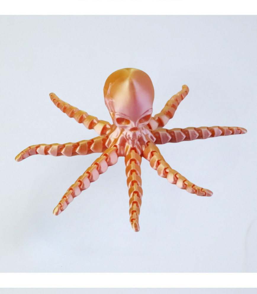 3D打印骷髅头八爪鱼摆件可活动关节章鱼模型玩具跨境工艺品批发详情12
