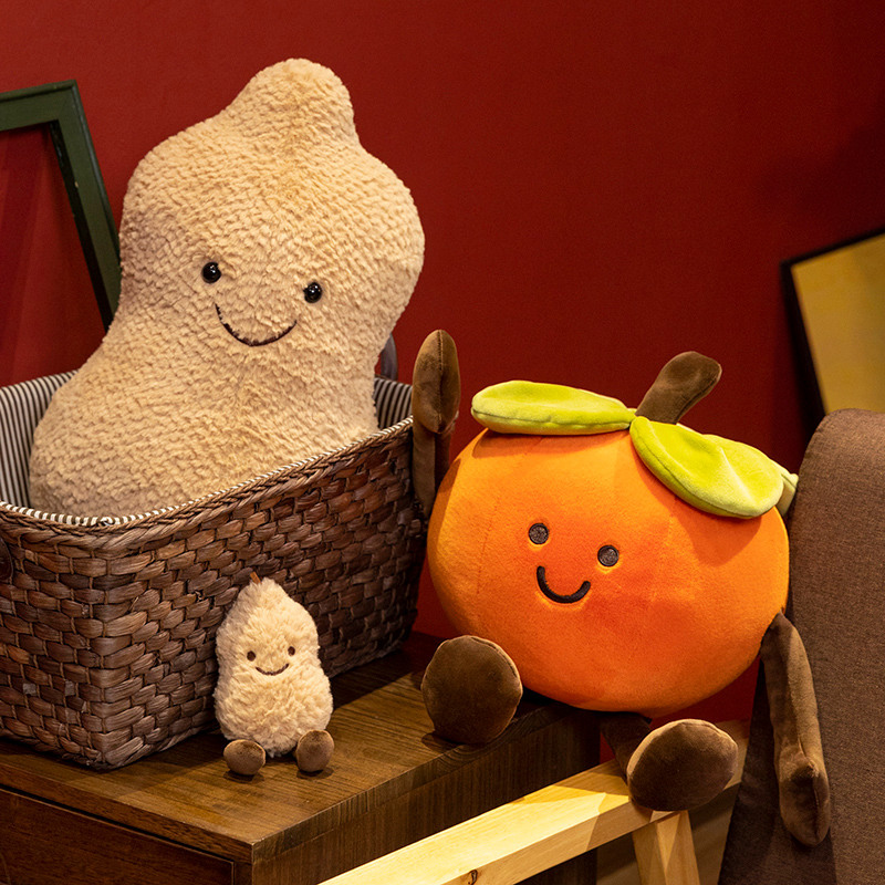 Creative persimmon fun dolls, peanut throw pillows, plush toys, cute backpack pendants, home decoration, girls' gifts details Picture