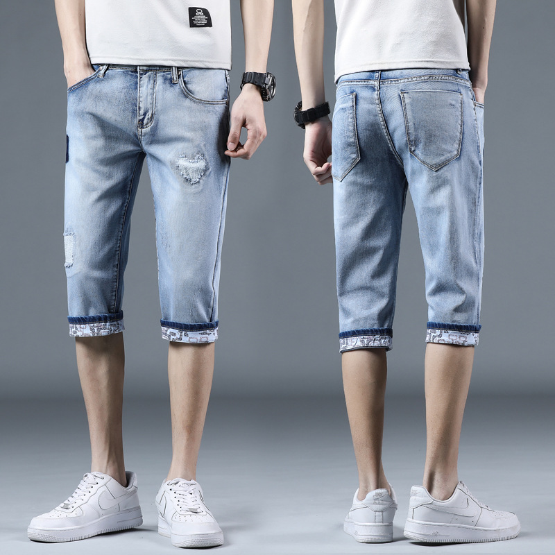 Men's summer new 7-inch jeans 2022, personalized retro washed loose shorts, Korean style versatile and trendy pants Application Scenario