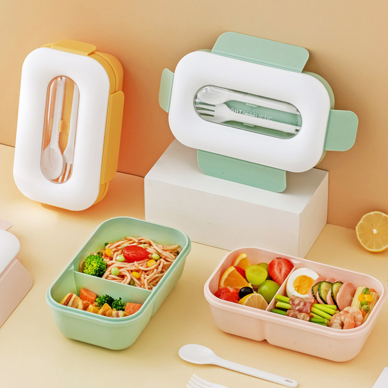 Lunch box, specially designed for office workers, with a microwave-safe heating function, Japanese-style large-capacity bento box with separate compartments details Picture