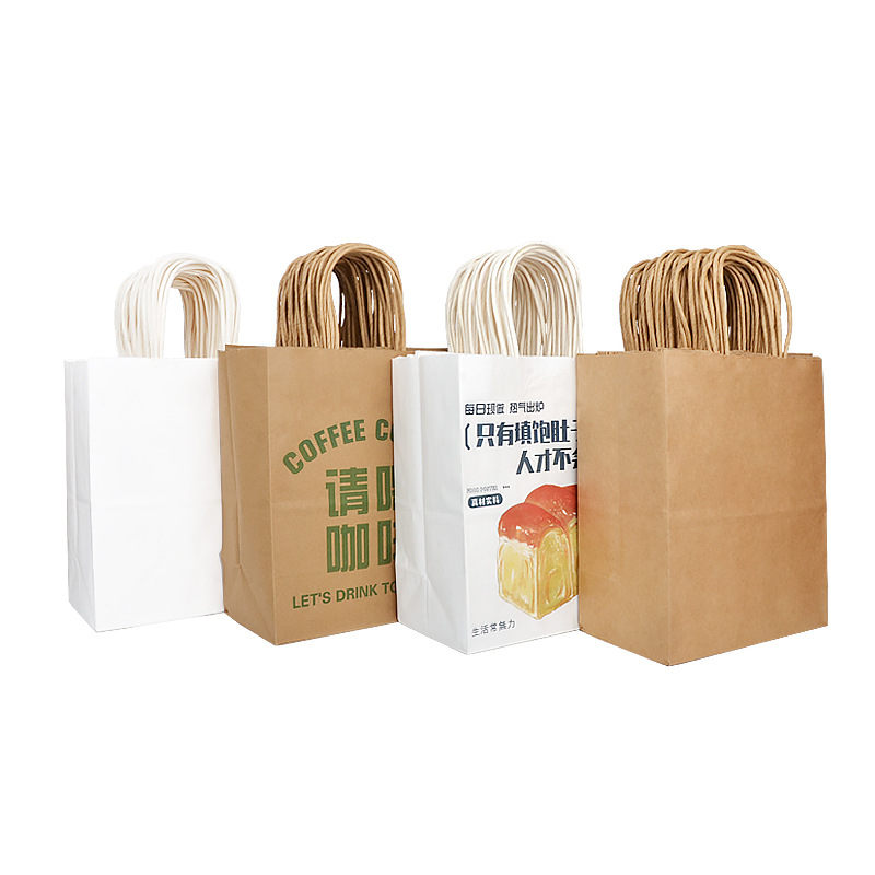 Thickened kraft paper bags, handbags, clothing, takeout, milk tea universal paper bags, gift bags, New Year edition, with printable logo Item Picture