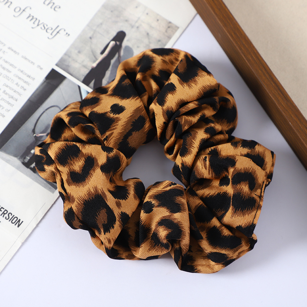 Cross-border leopardo cordón de pelo grueso sentido premium moda nuevo estilo doble cuerda otoño/invierno retro cola de caballo baja peluquería peluquería Specification image