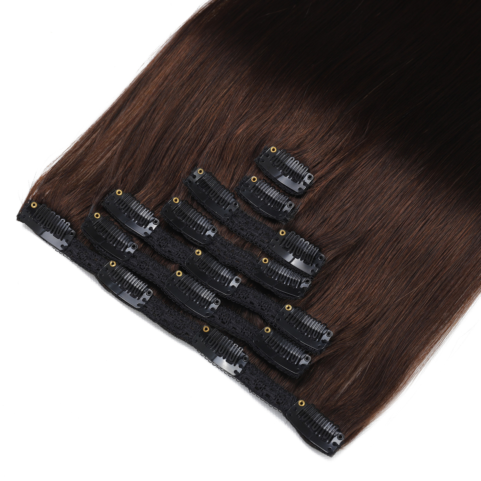 Peluca de pelo real transfronteriza tarjeta de pelo de 7 piezas conjunto de extensiones de cabello cabello real peluca de pelo clip en cabello humano Item Picture