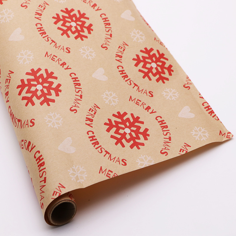 New yellow kraft paper packaging paper, 6-color printed Christmas gift paper, gift paper available for cross-border customization Specification image