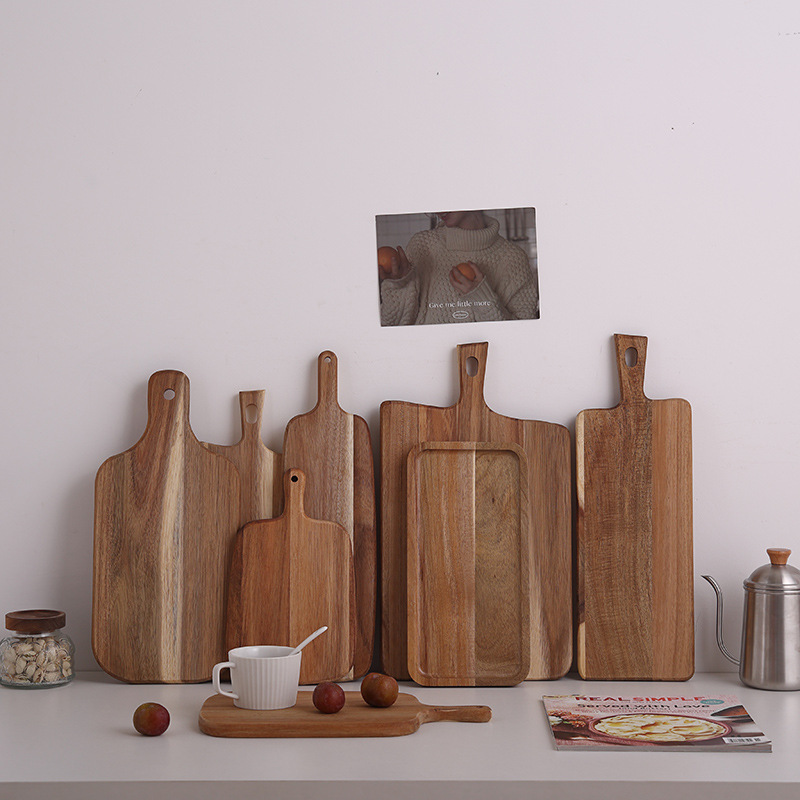 相思木披萨盘木质带手柄托盘家用寿司面包板西餐牛排板蛋糕盘