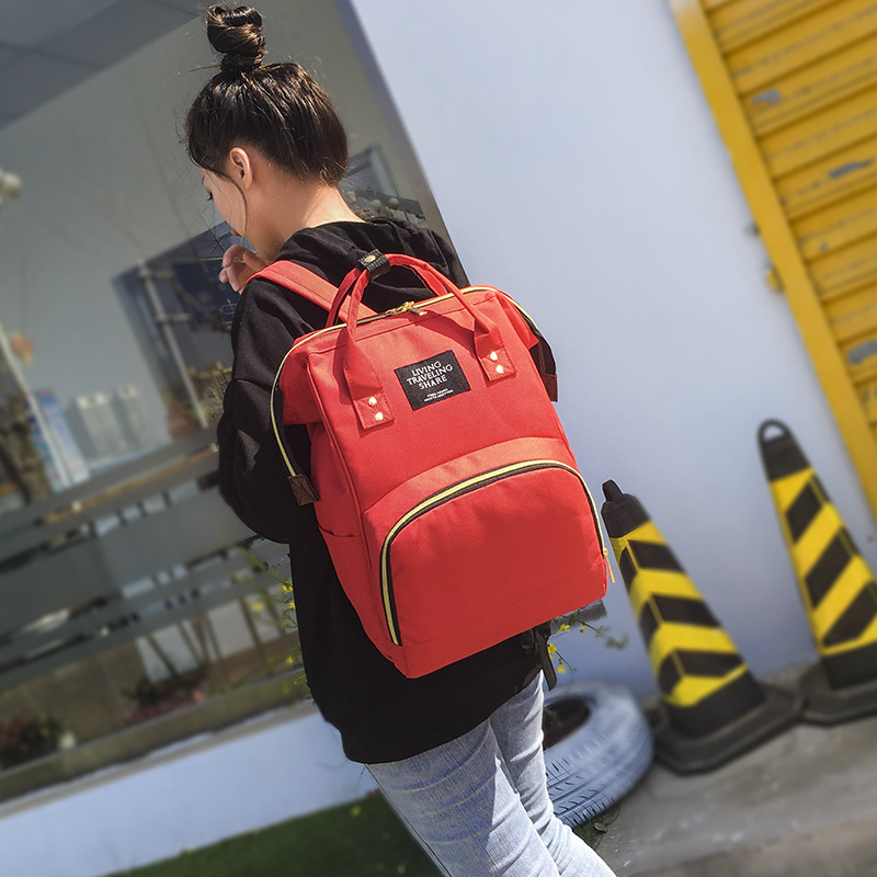Mommy Bag Factory New Large Capacity Fashion Shoulder Mother-And-Baby Bag Anti-Splash Maternity Bottle Diaper Backpack details Picture