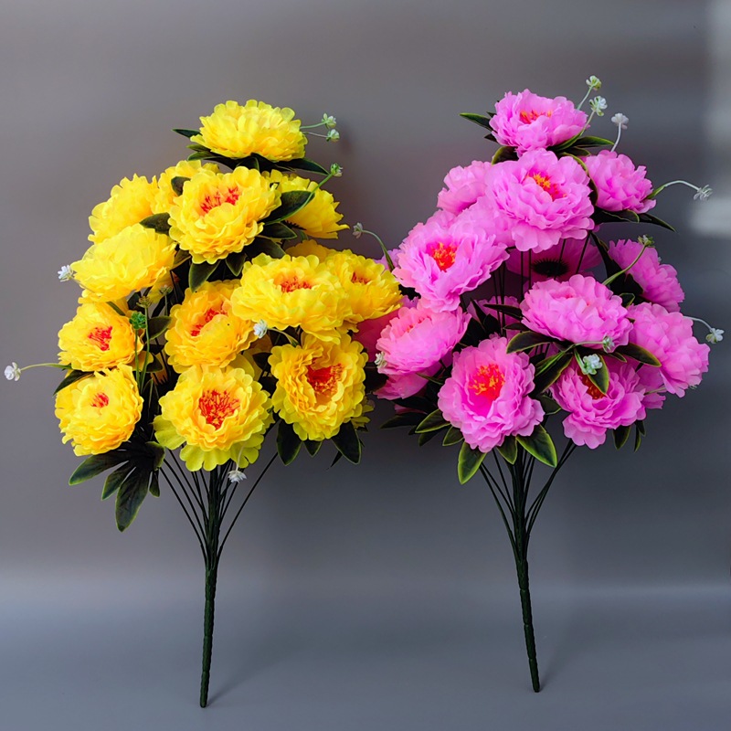 清明节仿真菊花牡丹花上坟墓地扫墓花摆放假花塑料绢花祭祀殡葬用