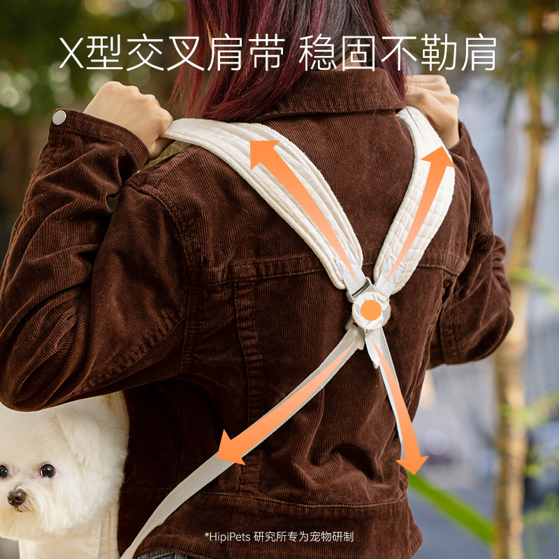 Simple cross-shaped chest backpack for pet outings, portable cat bag, large-capacity adjustable little dog backpack Application Scenario