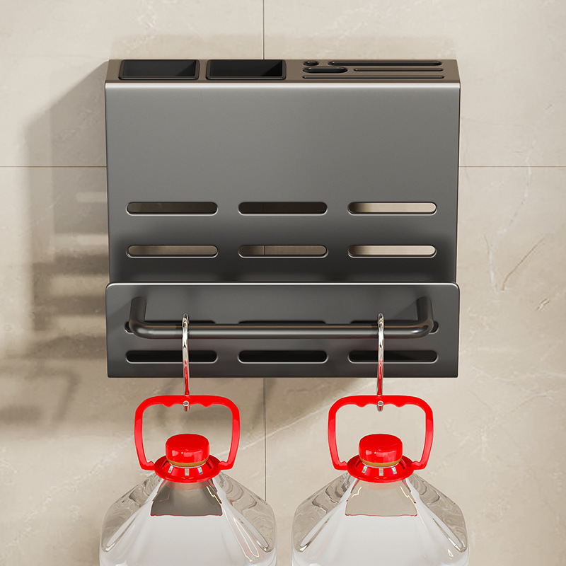 Kitchen knife rack, multi-functional wall-mounted knife storage rack, integrated rack for kitchen knives and cutting boards, chopstick holder Specification image