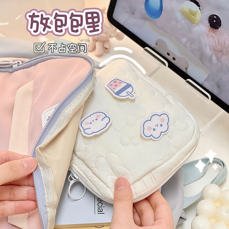 Cute Month Bag Simple Girls Portable Travel Cosmetics Storage Bag Menstrual Towel Sanitary Napkin Bag Makeup Hong details Picture