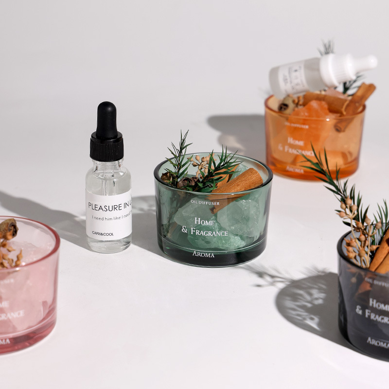 Diffuser stone aromatherapy, flameless aromatherapy essential oil, home bedroom fragrance crystal stone ornament, niche high-end dried flower souvenir details Picture