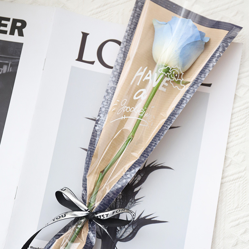 Flower bag Transparent opp kraft paper bag Goddess Festival single bouquet packaging waterproof rose bag Specification drawing