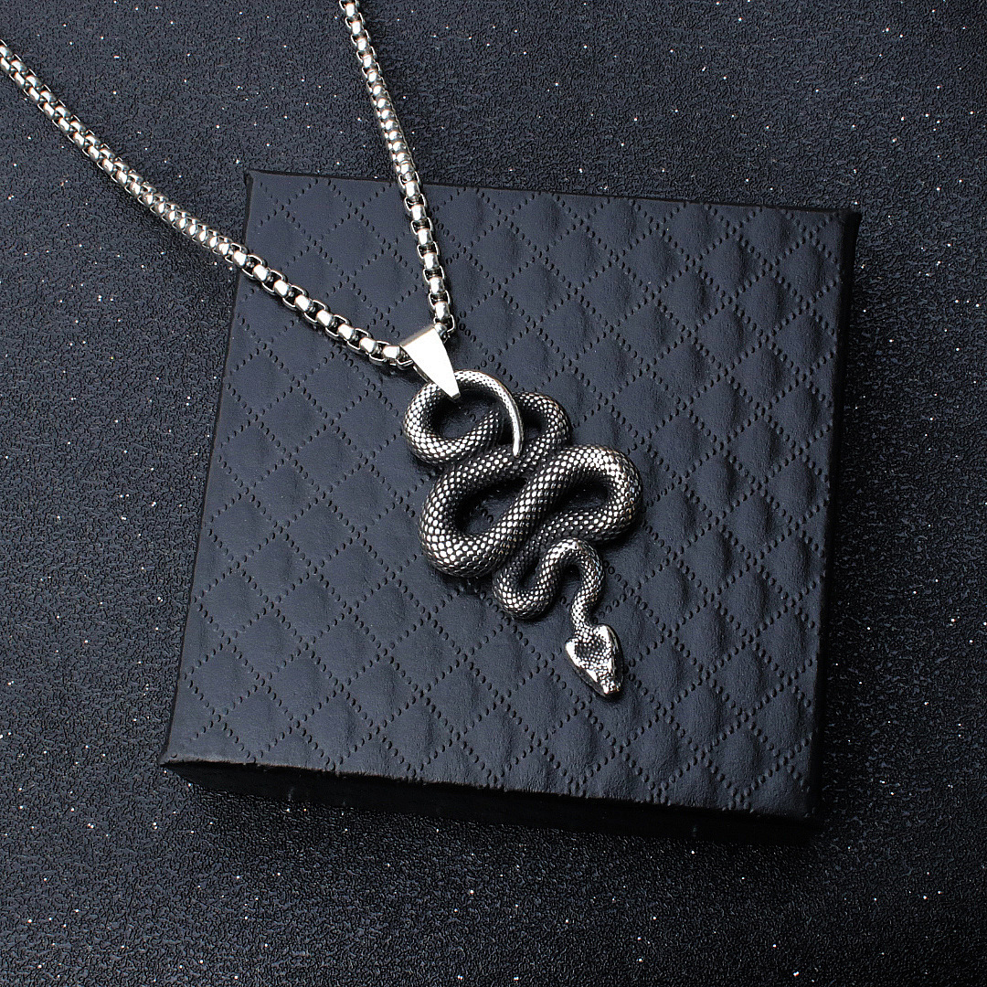 New Chinese trend zodiac Snake pendant, fierce eyes, Snake King necklace, stainless steel animal jewelry Application Scenario