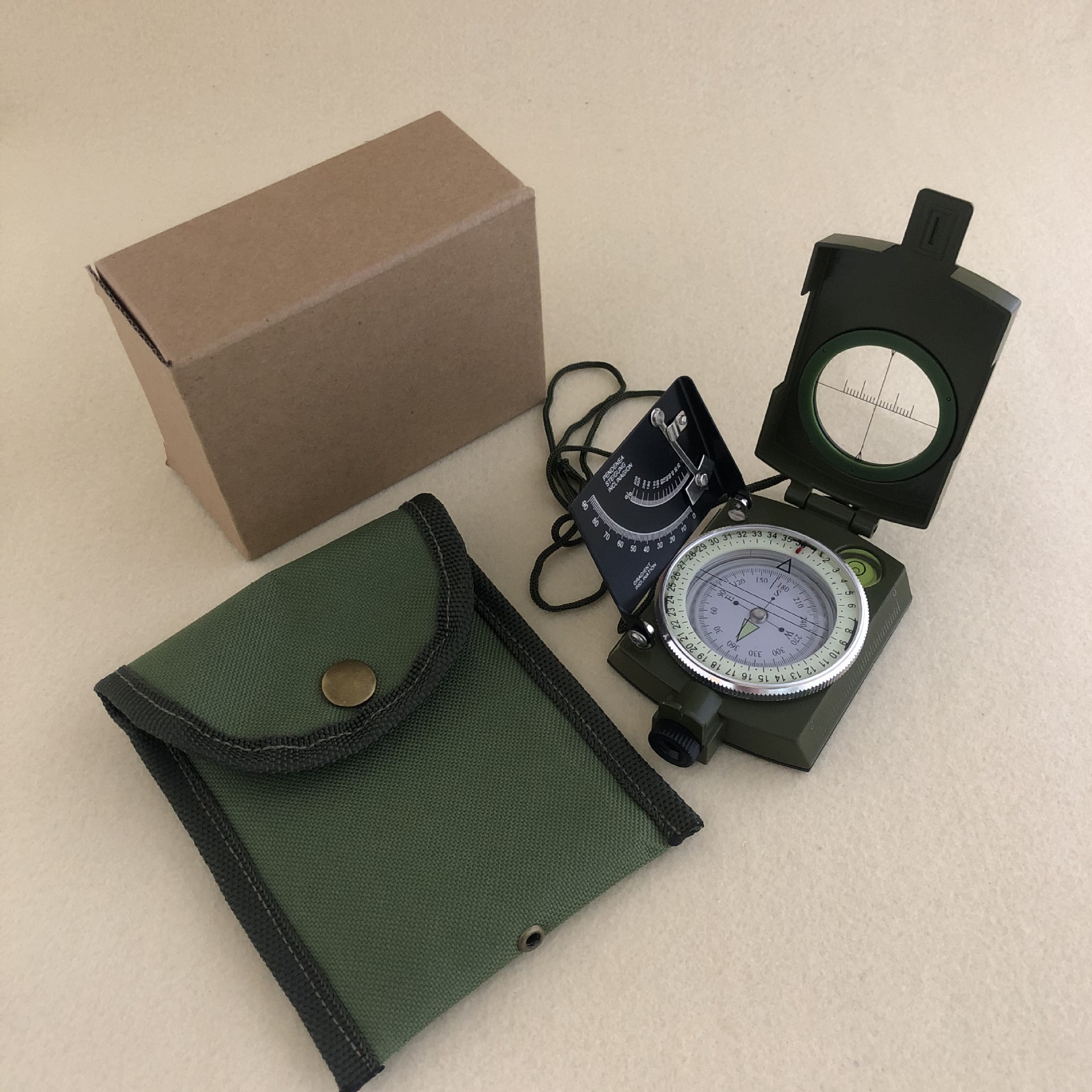 新款指南针带水平仪 坡度计  夜光高品质指南针  K4074B带刻度尺