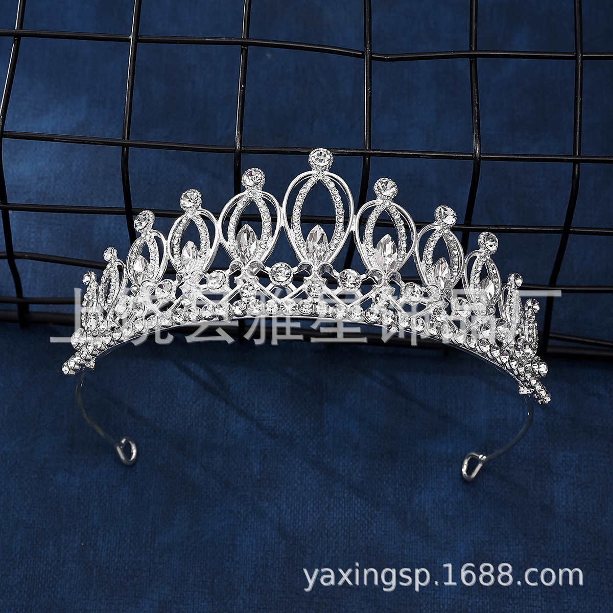 New diamond and silver princess headwear and hair crown from Europe and America, luxurious wedding dress and dress, super glittering crystal bride's crown Specification image
