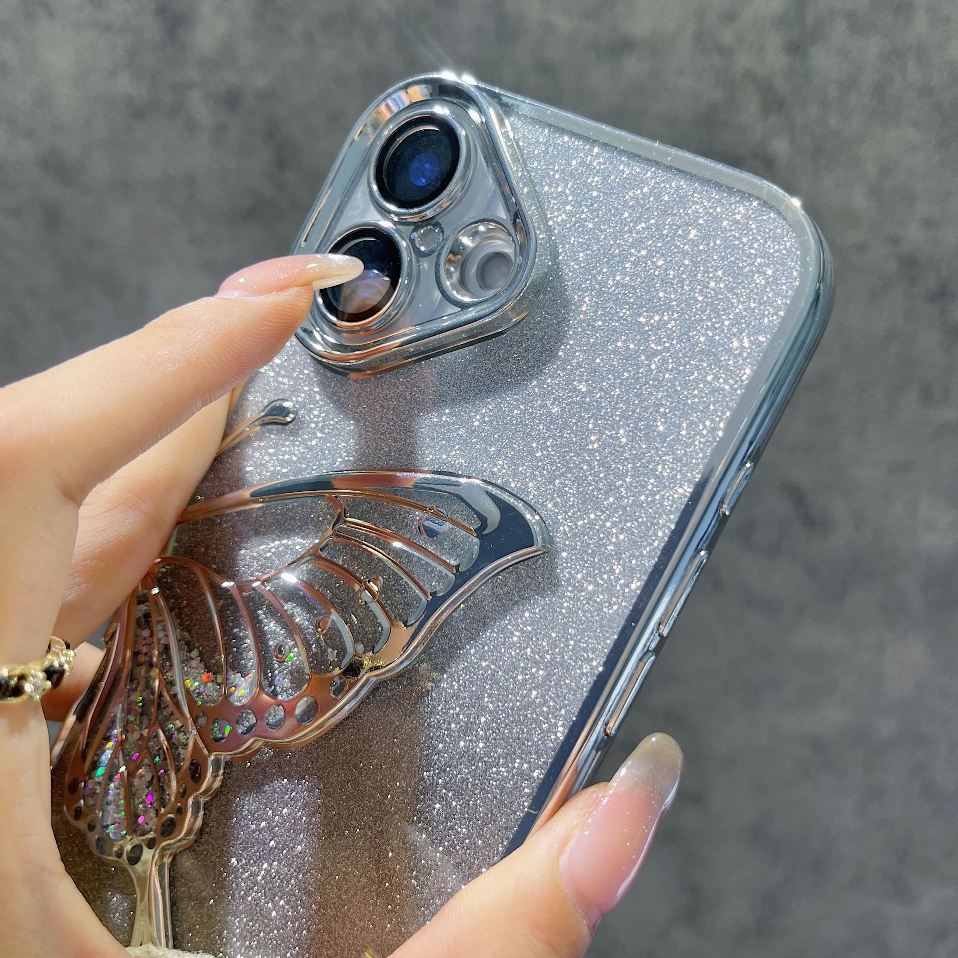 Suitable for Apple 16promax personalized and creative phone case, Sand butterfly anti-drop iphone16pro case 15pm Specification image