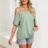 The new summer casual, off-the-shoulder, loose short-sleeved women's T-shirt for Amazon women's Cross-border shopping in Europe and America in 2024 details Picture