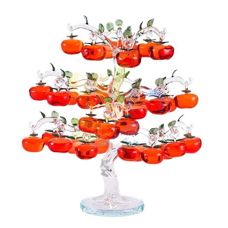 Best-selling in-stock wholesale, everything goes well crystal glass handicrafts, persimmon tree study desk, living room home decoration items Item Picture