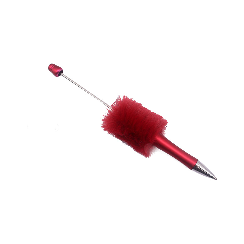 New Creative Diy Hairball Beaded Pen Plush Beaded Ballpoint Pen Cute Wind Furry Gift Pen Plastic Pen Item Picture