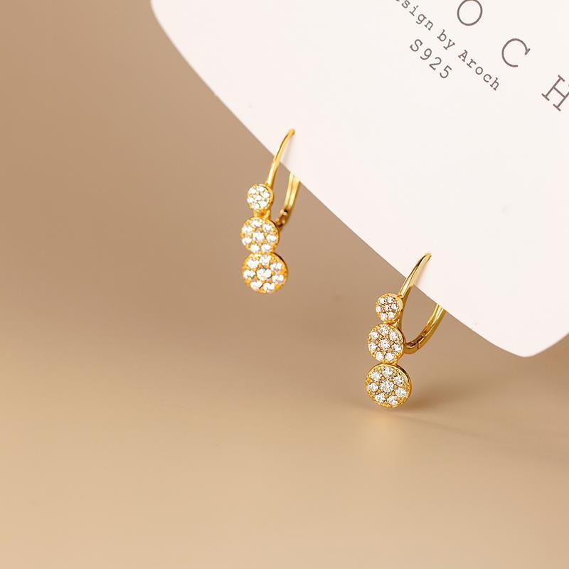 KIMOJ韩版耳饰满钻圆片耳扣女气质淑女风几何网红简约ins风潮耳环流行饰品时尚耳饰韩版耳环耳圈耳扣品牌代加工OEM