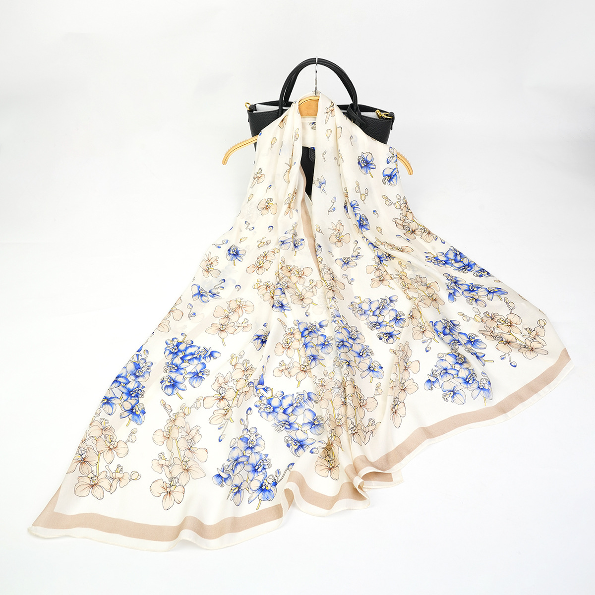 New cross-border exclusive gentle and elegant silk chiffon large square scarf, 100% mulberry silk scarf, silk scarf for women in summer