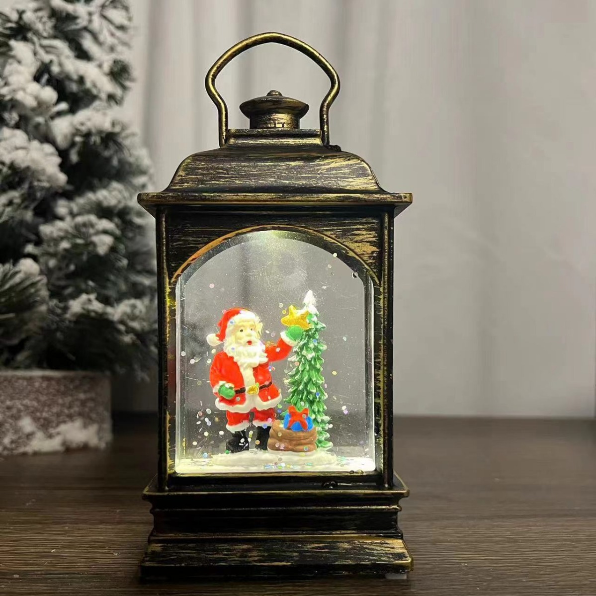 Christmas Decoration Light Up Santa Interior Waterflood Flat Wind Lamp Tabletop Decoration Snowman Christmas Decoration Christmas Specification drawing