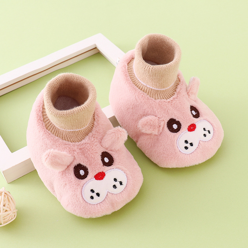 Autumn and winter baby's pre-walk shoes for boys and girls, soft-soled warm socks and shoes for infants and toddlers, 0-6-12 months old Item Picture