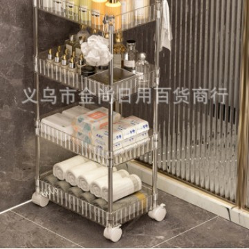Small trolley, high appearance level, multi-layer storage rack, home bedroom, bedside, kitchen, mobile snack storage rack Specification image
