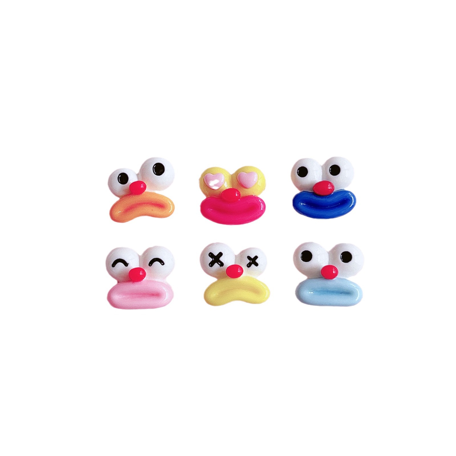 Shiny small clowns with funny expressions, diy resin jewelry accessories, hair clips, decorative materials, patches Item Picture