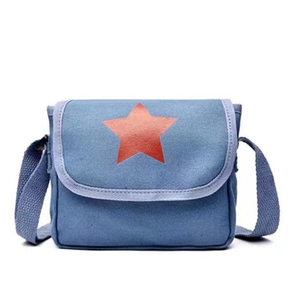Children's small schoolbags, canvas vintage crossbody bags, Red Army student bags, five-pointed star bags, male and female student travel bags Item Picture