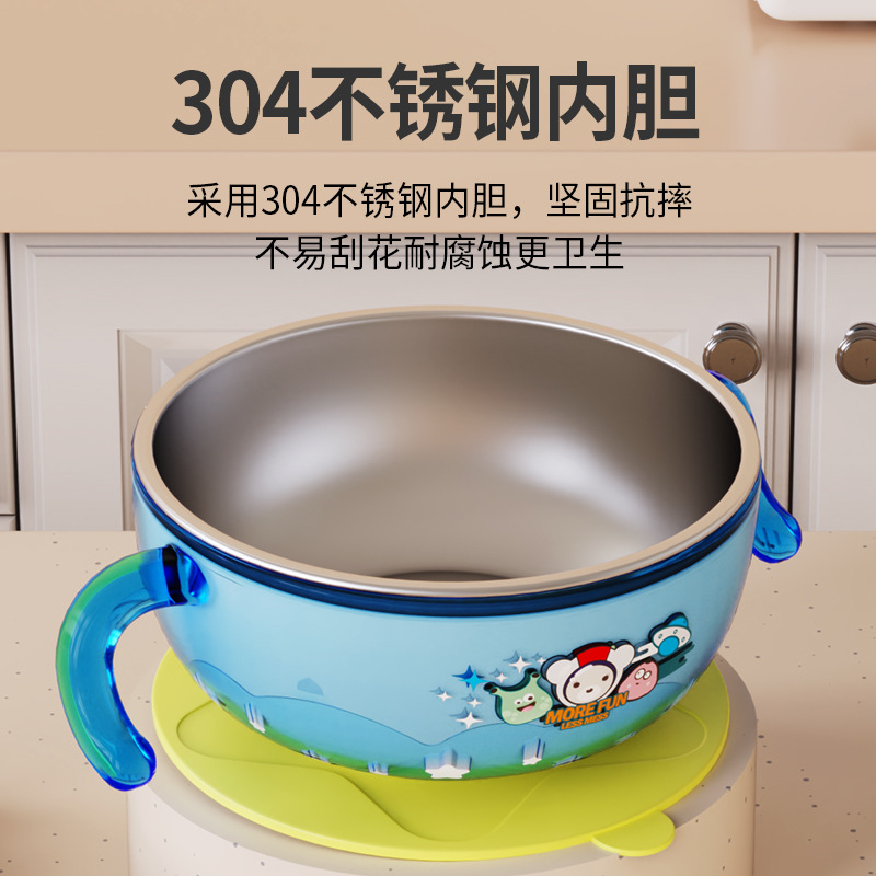 Jiayi Beibi Baby Stainless Steel Food-grade double-layer Bowl, breathable and portable set, baby food bowl, children's tableware bowl Specification image