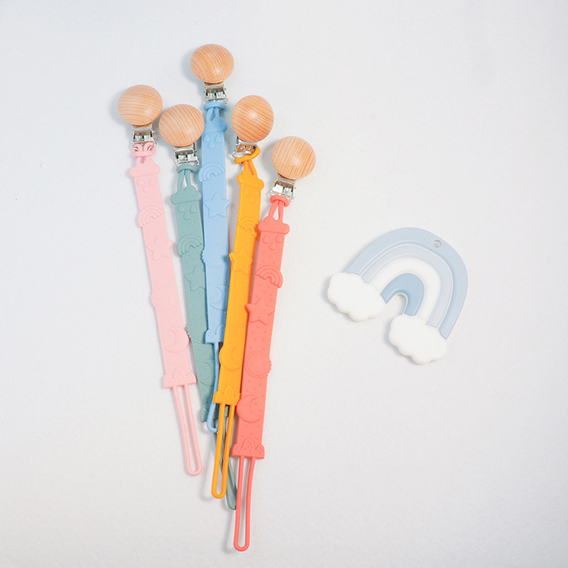 Cross-border bestseller silicone pacifier chain, multi-functional silicone pacifier chain, baby teething gel, anti-drop chain, anti-loss rope details Picture