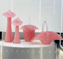 Modern light luxury pink hand basket fruit tray Dry fruit snacks and snacks creative decoration decoration of modern light luxury pink hand basket fruit tray dry fruit snacks and snacks living room table creative decoration decoration