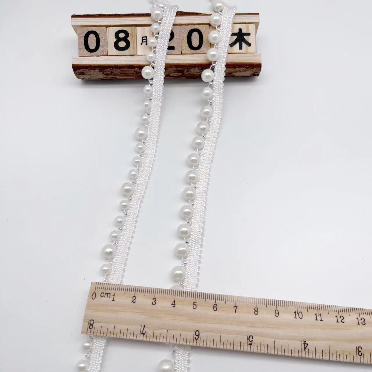 Manufacturers Wholesale Diy Clothing Accessories Decoration Cheongsam Decoration Hand Nailed Bead Edge Bar Code Pearl Ribbon Item Picture