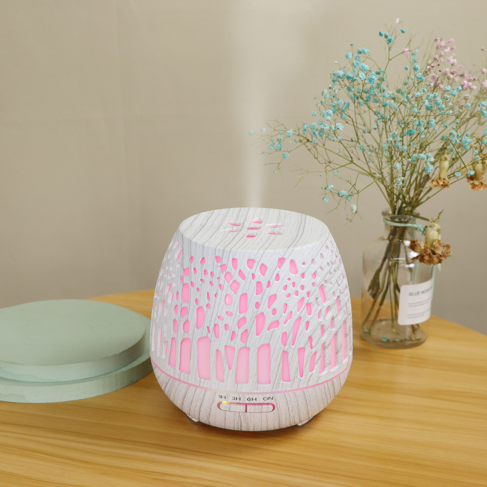 400ml家用電器辦公室凈化器房間精油香薰機(jī)鏤空七彩超聲波 加濕器詳情36