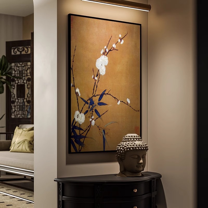 梅竹图中式古风装饰画客厅玄关挂画批发竹子酒店走廊过道古典壁画