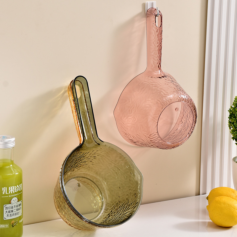 G67 Guanghua household kitchen water ladle, ice-patterned transparent long-handled thickened plastic water spoon, wall-mounted storage water spoon