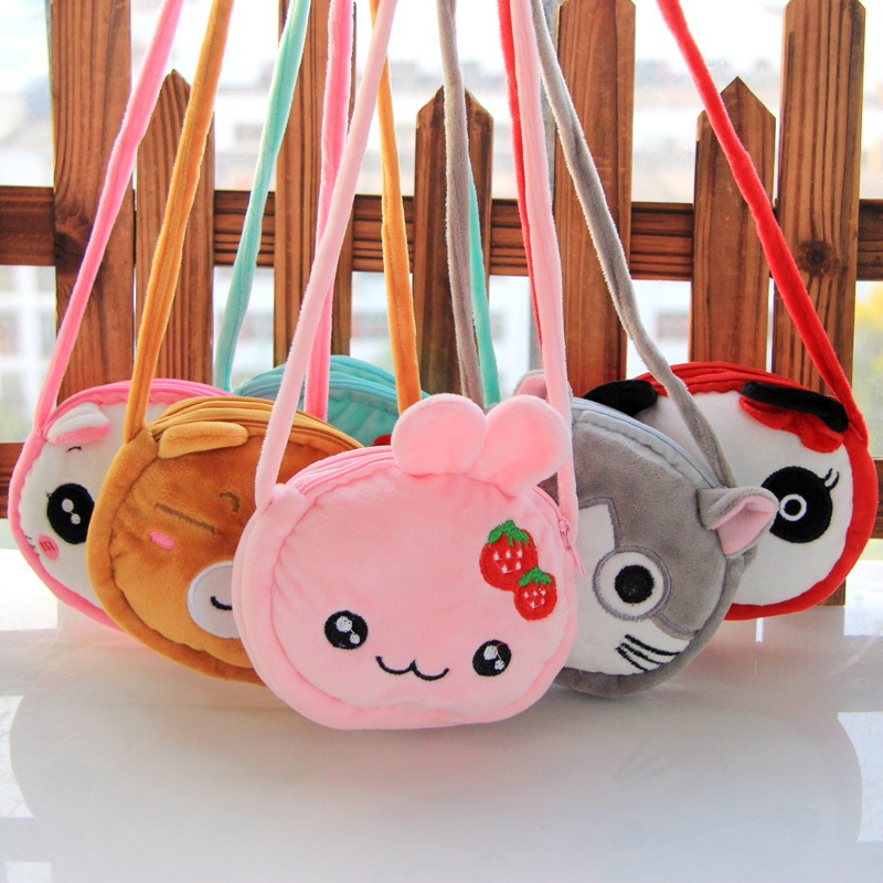New Korean-style cartoon cute children's plush crossbody bag, girl's single-shoulder crossbody bag, baby's versatile small change bag details Picture