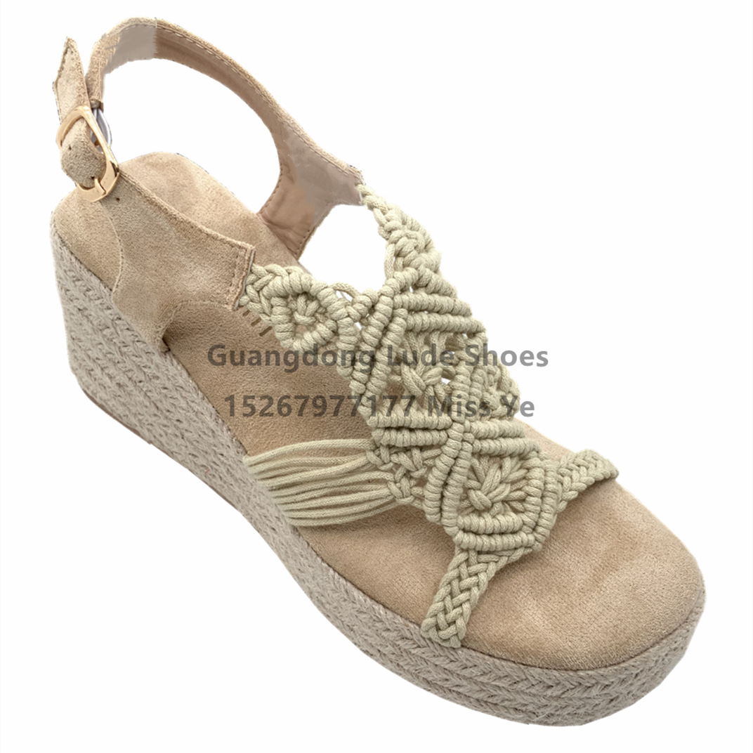 Platform Wedge Sandals 2022 New Straw Braided Sandals Increase Casual All-Match Sandals For Women Guangzhou Women's Shoes Craft Shoes Item Picture
