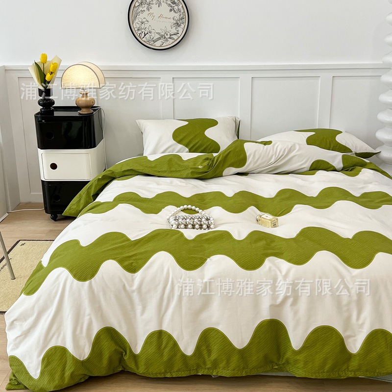 Boya Home Textile Wholesale Japanese Ins Small Fresh Simple Northern Europe Pure Cotton Four-Piece Homestay All-Quilted Bedding Application Scenario