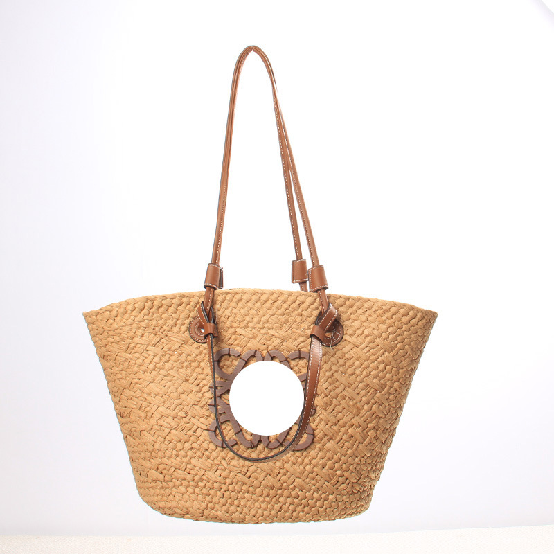 Straw woven bags, women's summer bags, large-capacity woven tote bags, handbags, beach vacation bags, women's bags, trendy