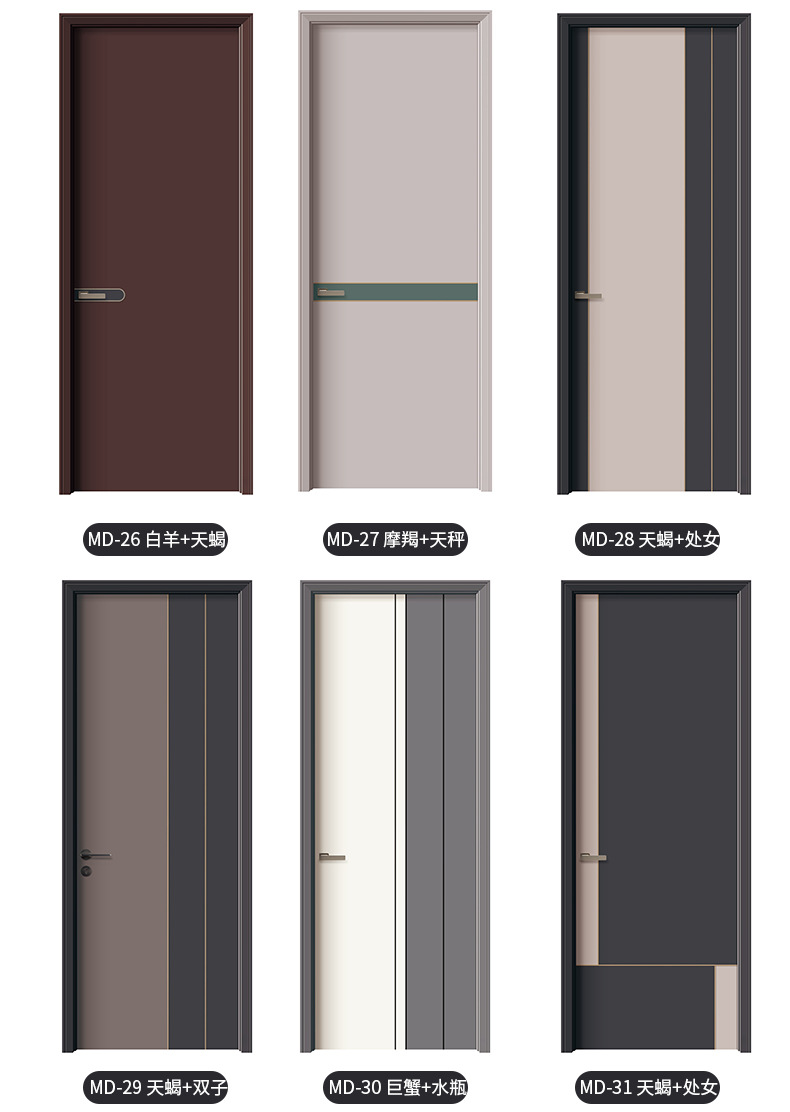 Light luxury Morandi lacquered door, modern bedroom door, new Chinese-style room, silent solid wood composite door, simple style pic 9