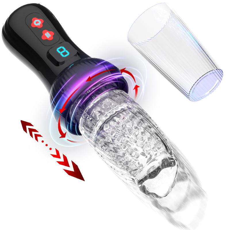 Male masturbation fully automatic rotary telescopic digital display granule airplane cup male exercise device for fun Specification drawing
