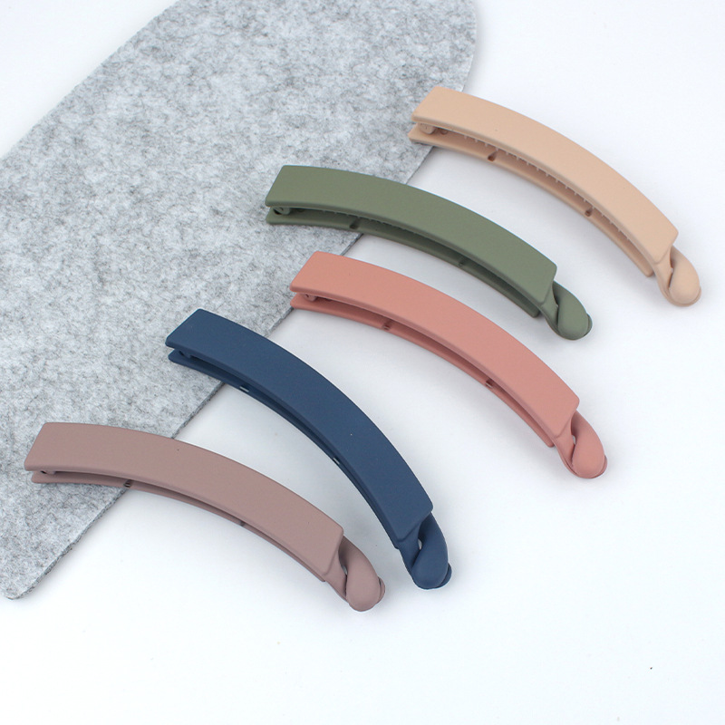 Student Hairpin Solid Color Banana Clip Simple Slinky Banana Clip Ponytail Clip Cross Clip Morandi Color