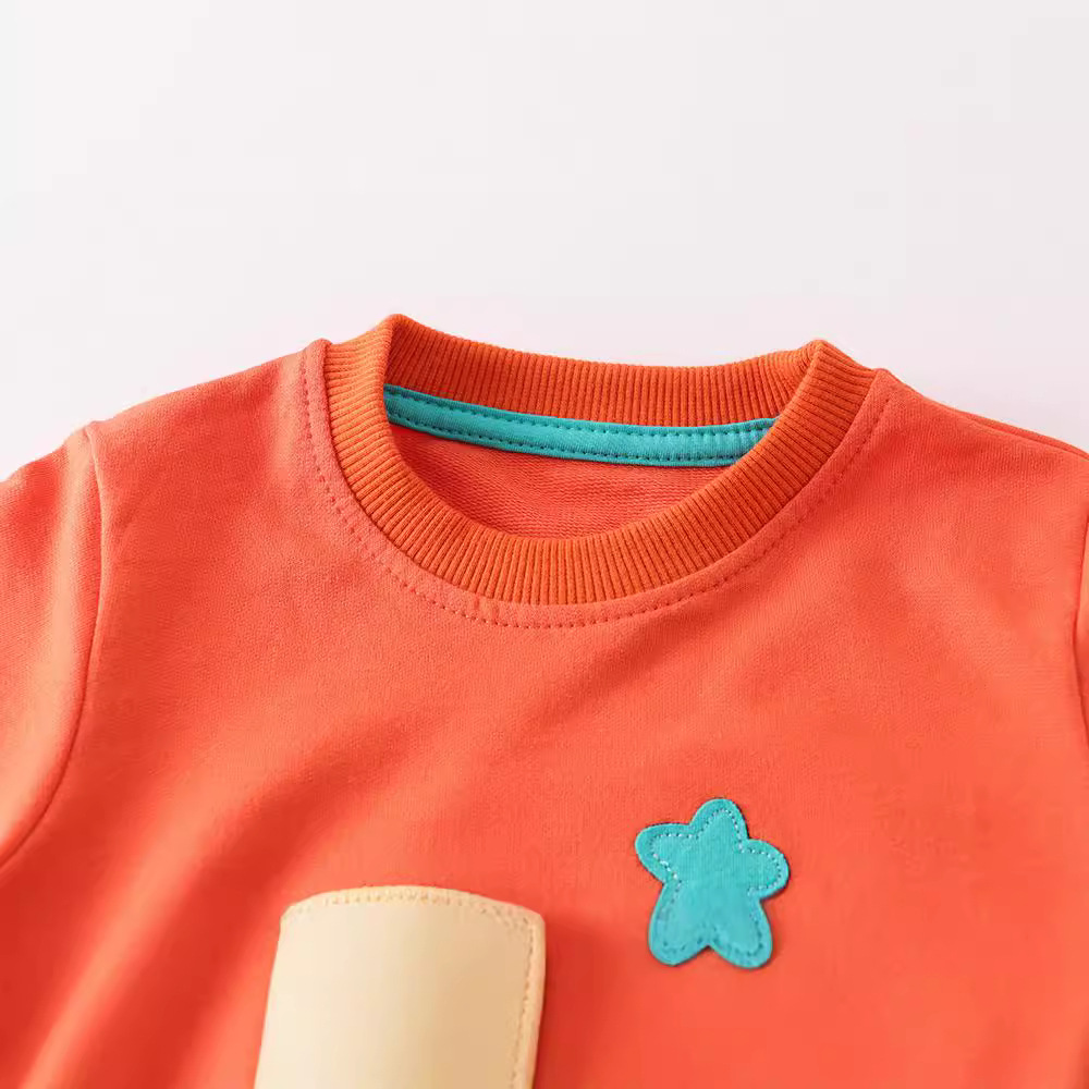 European and American style brand men's and women's clothing, autumn and winter cotton long-sleeved sweatshirts, children's long-sleeved looped sweatshirts, children's clothing details Picture