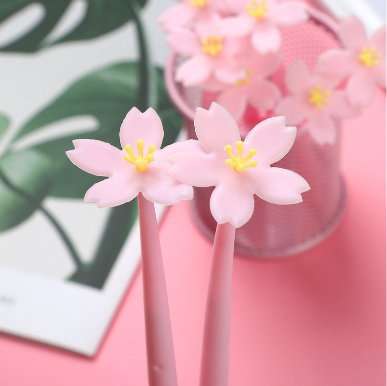Soft rubber flower gel pen, beautiful water-based pen, girlish heart series of creative stationery details Picture