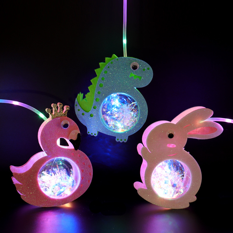 手提星空球灯笼led发光玩具卡通兔子老虎火烈鸟灯笼波波球兔年夜市地摊网红爆款