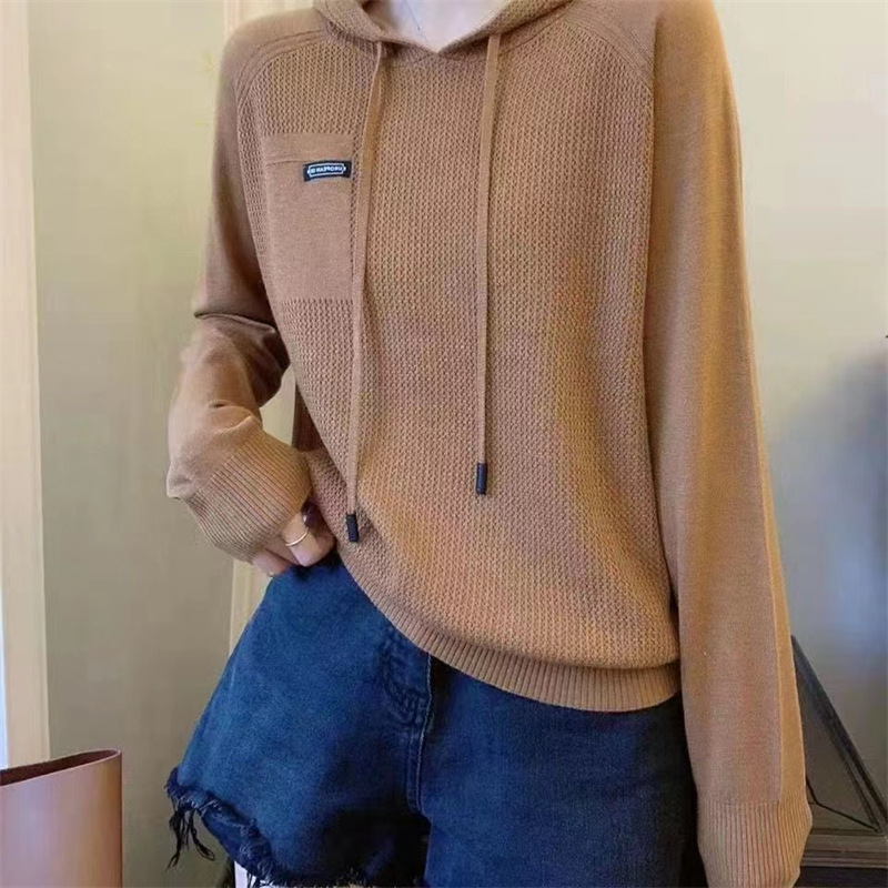 Long-sleeved knitted sweater for women, 2022 new style hooded sweatshirt for women, autumn women's sweater for women, solid color coat for women Application Scenario