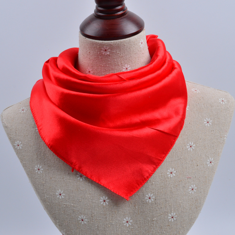Monochrome Plain Nude Solid Color Professional Scarf Performance Men's And Women's Small Silk Scarf Flight Attendant Bank 50 Color Ding Small Square Specification drawing